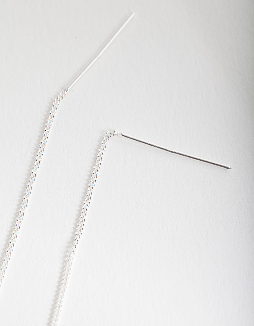 Sterling Silver Cubic Zirconia Thread-Through Earrings