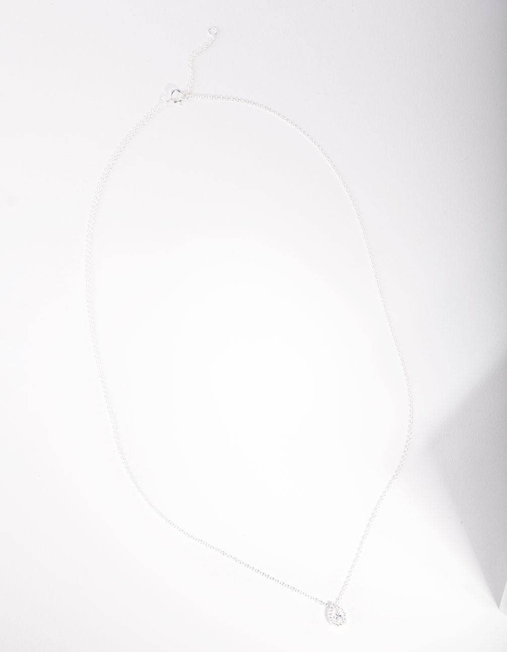 Sterling Silver Cubic Zirconia Pear Halo Necklace