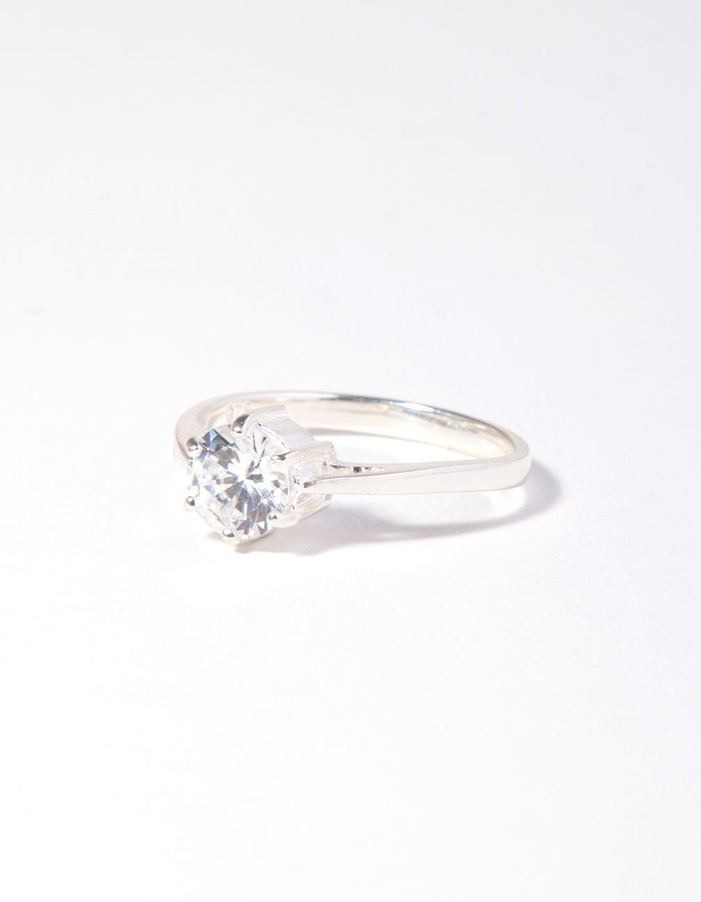 1 Carat 6 Claw Cubic Zirconia Sterling Silver Ring
