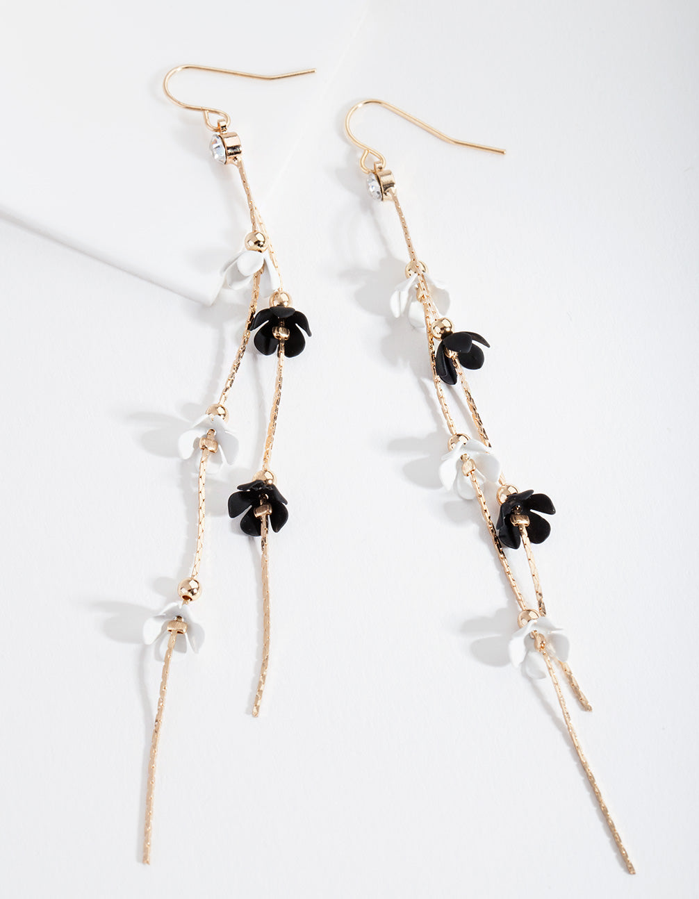 Black & White Flower Drop Earrings