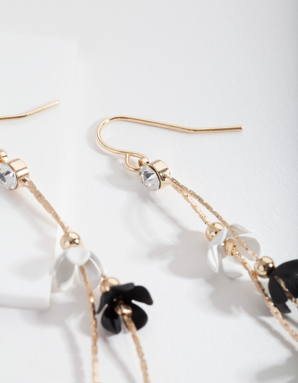 Black & White Flower Drop Earrings