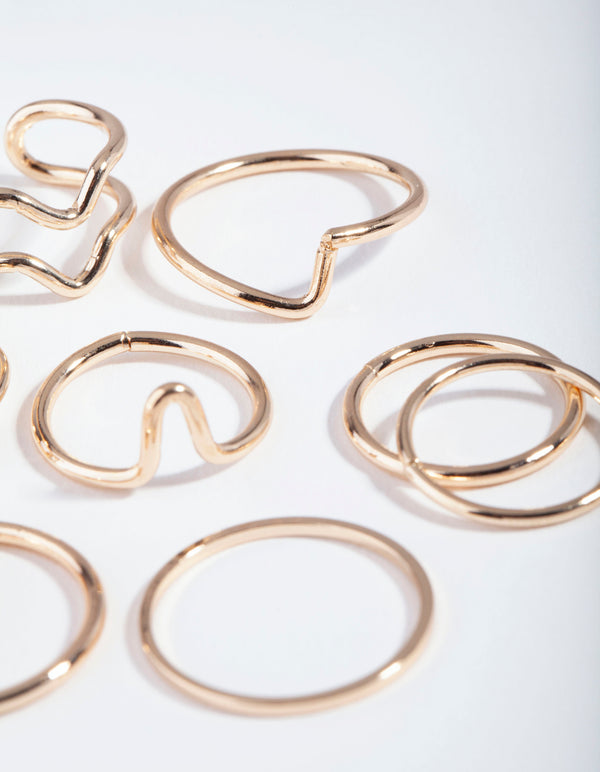 Gold Multi Band Ring 8-Pack