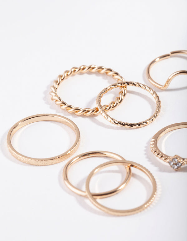 Gold Curve Midi 8-Pack Rings