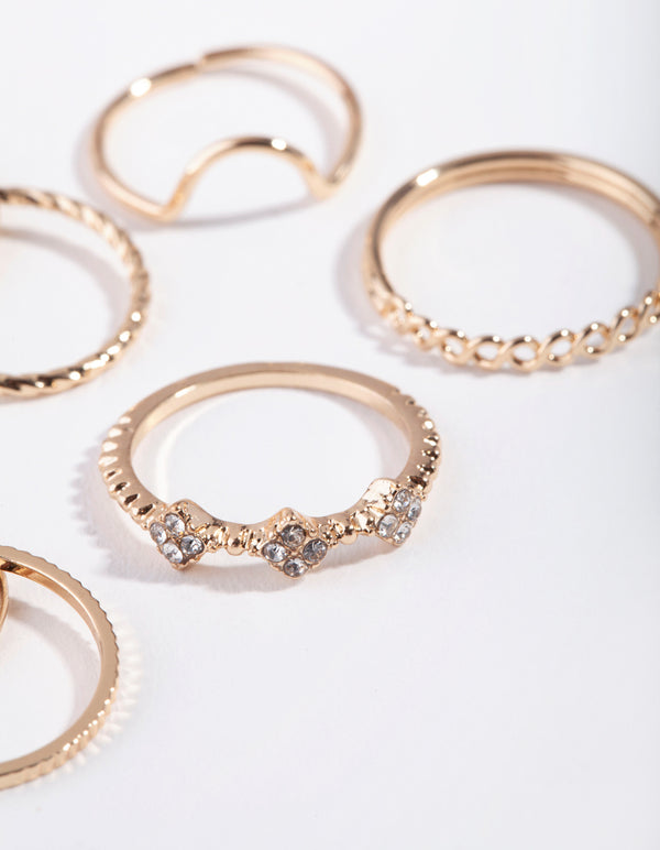 Gold Curve Midi 8-Pack Rings