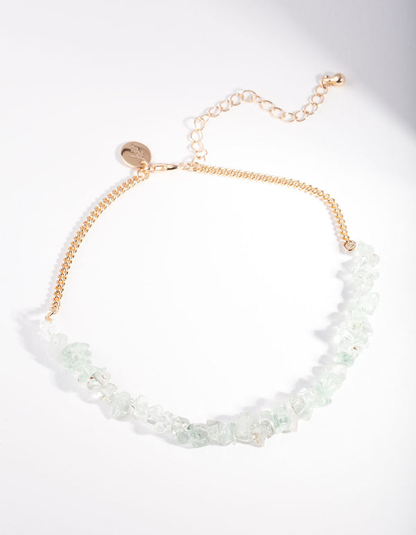 Gold Blue Rough Jade Stone Anklet