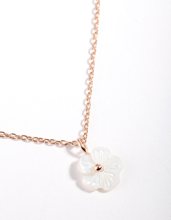 Rose Gold Pearl Flower Necklace