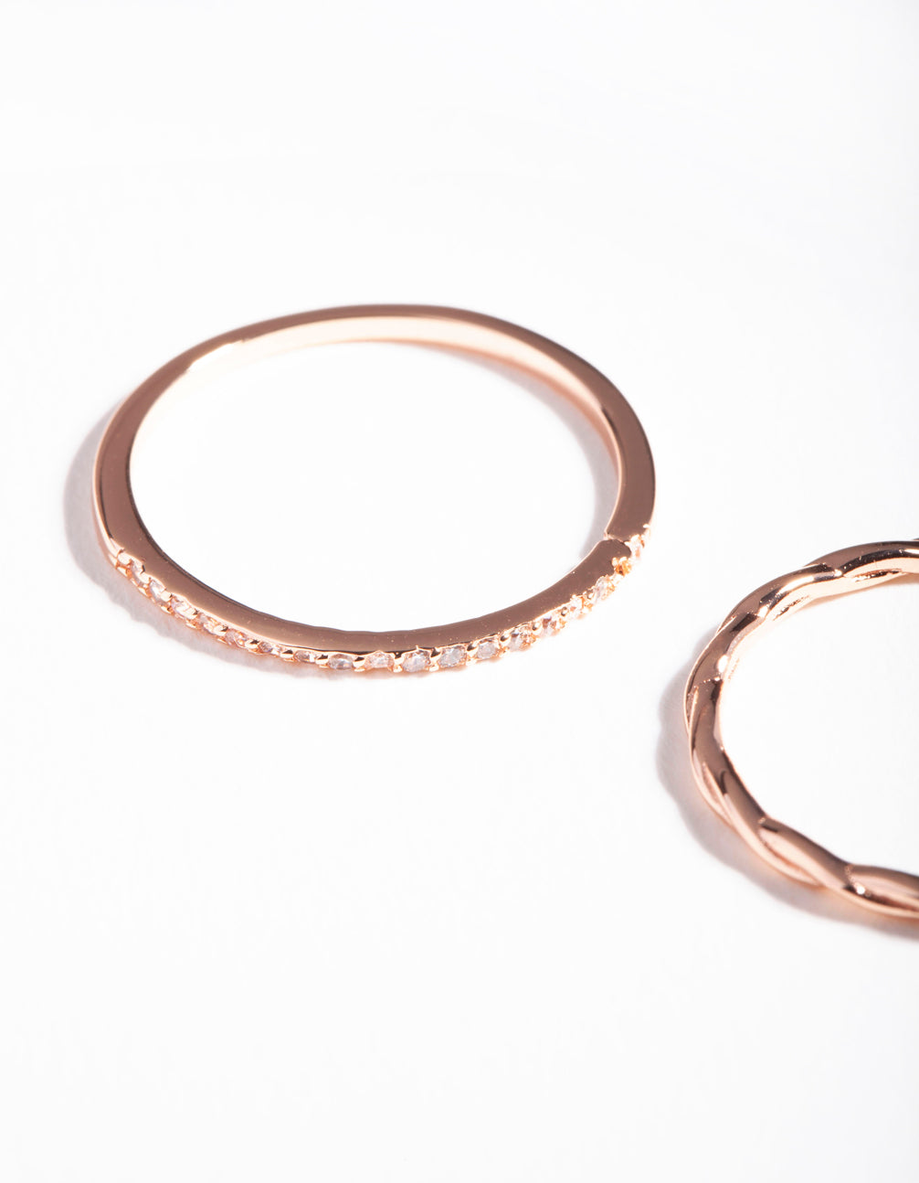 Rose Gold Twist & Diamante Ring Pack