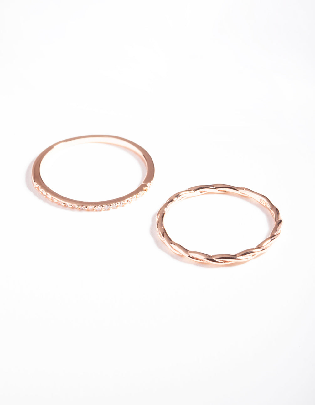 Rose Gold Twist & Diamante Ring Pack