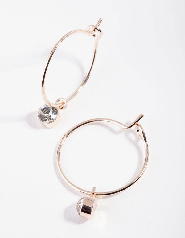 Rose Gold Mini Crystal Hoop Earrings