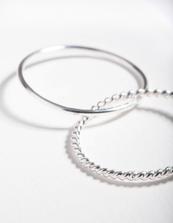 Sterling Silver Plain & Twisted Russian Ring