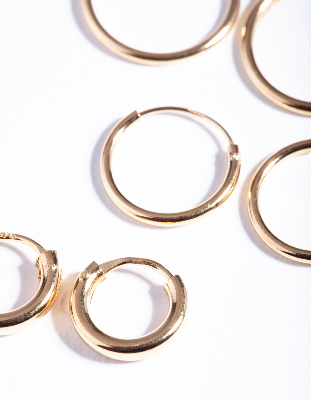 Gold Plated Sterling Silver Mix Thick Hoop Earring Pack