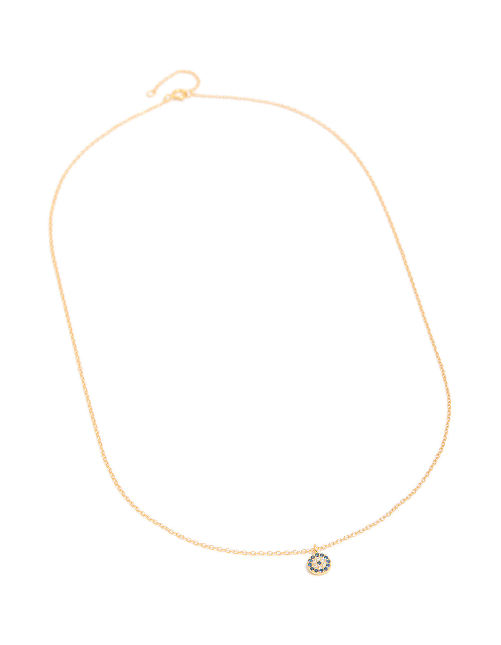 Gold Plated Sterling Silver Evil Eye Disc Necklace