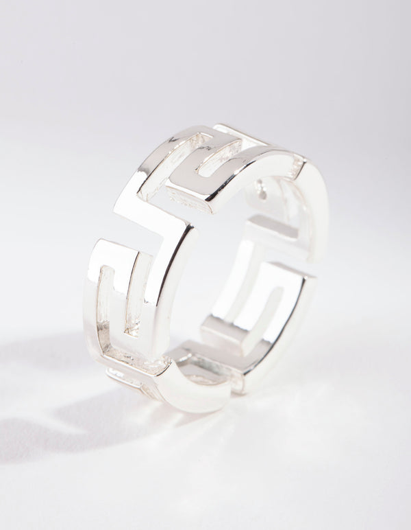 Silver Greek Key Ring