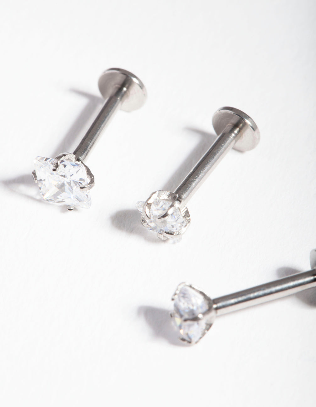Surgical Steel Cubic Zirconia Multi Stone Flat Back Earring Pack