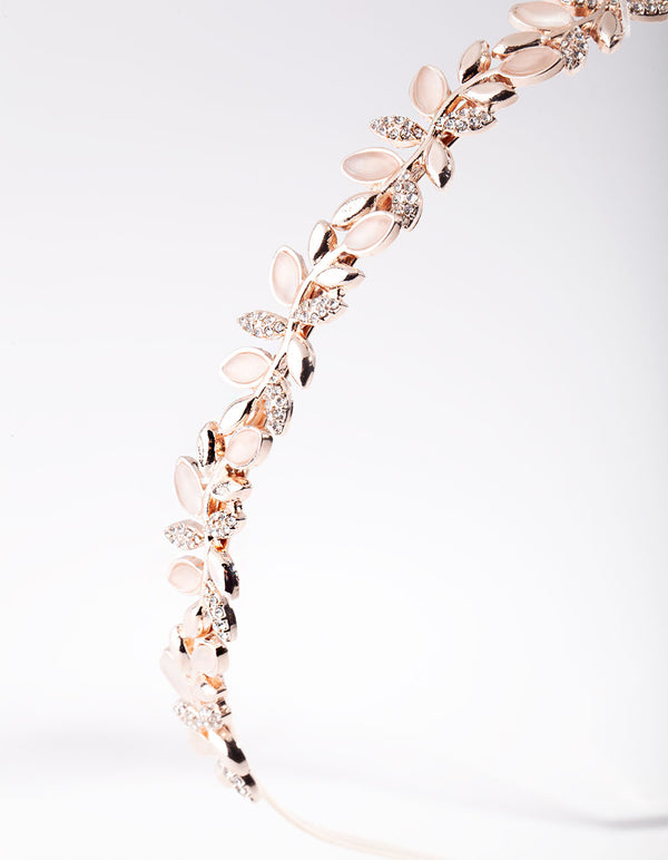 Rose Gold Diamante Flower Headband