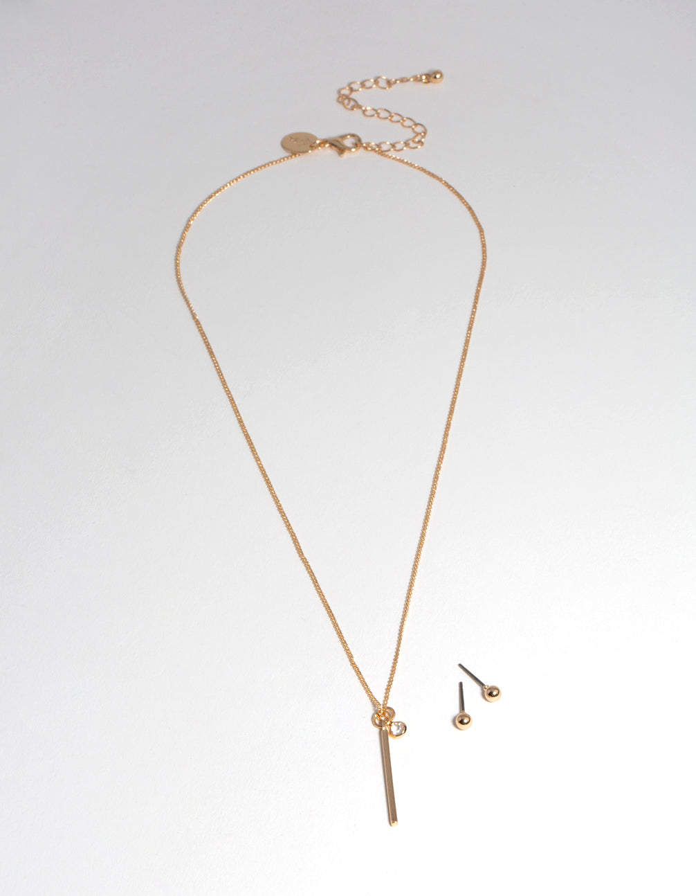 Gold Bar Earring & Necklace Set