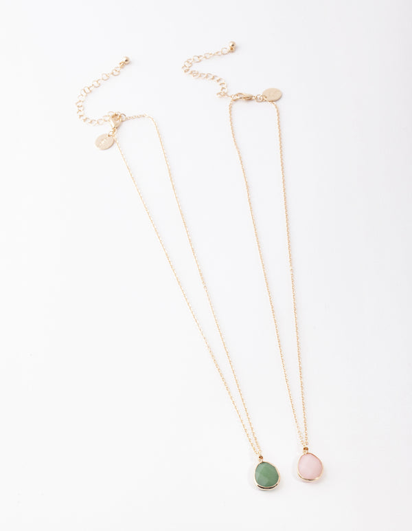 Gold Large Semi Precious Necklace Pack