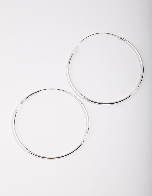 Sterling Silver 40mm Plain Hoop Earrings