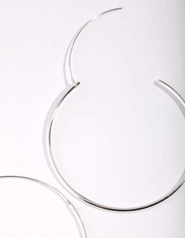 Sterling Silver 40mm Plain Hoop Earrings