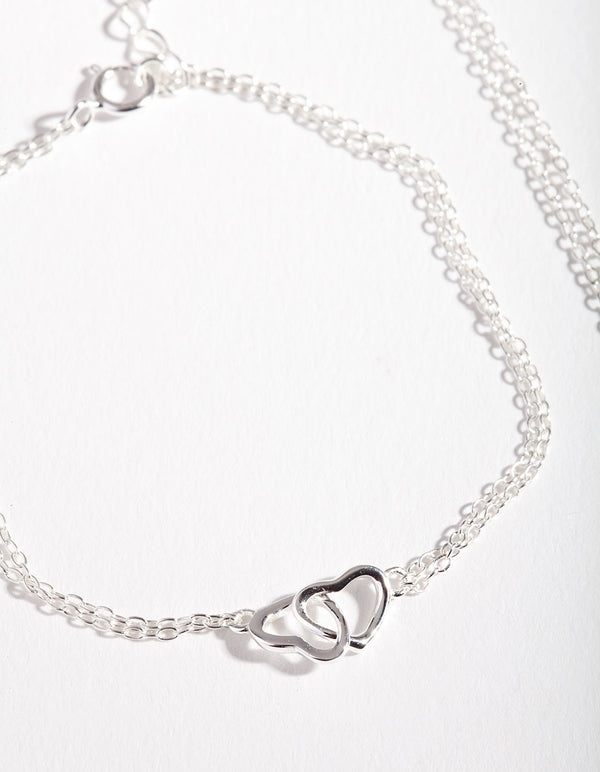 Sterling Silver Double Heart Bracelet Pack