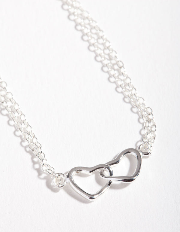 Sterling Silver Double Heart Bracelet Pack