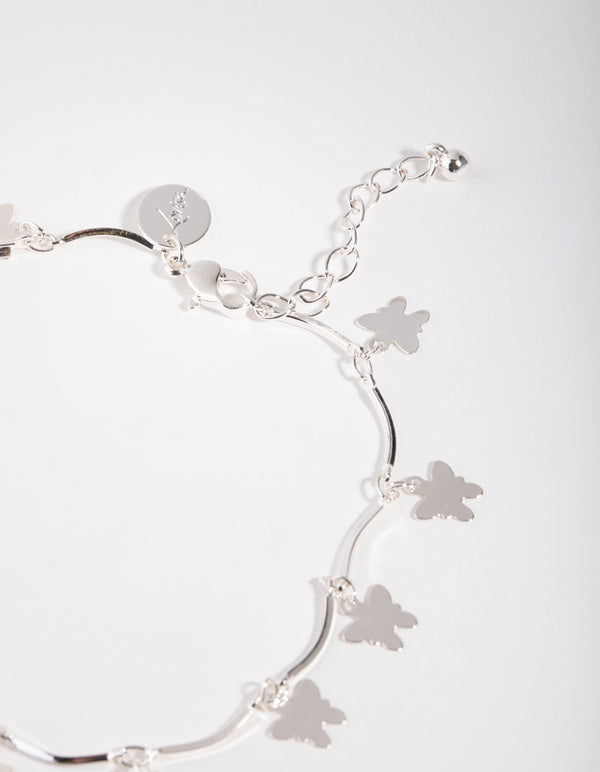 Silver Butterfly Charm Anklet