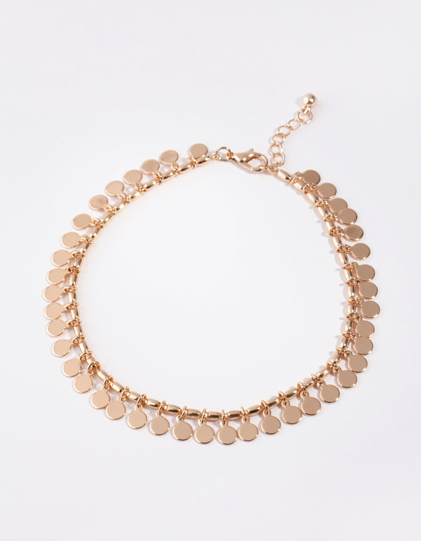 Gold Jingle Circle Disc Anklet