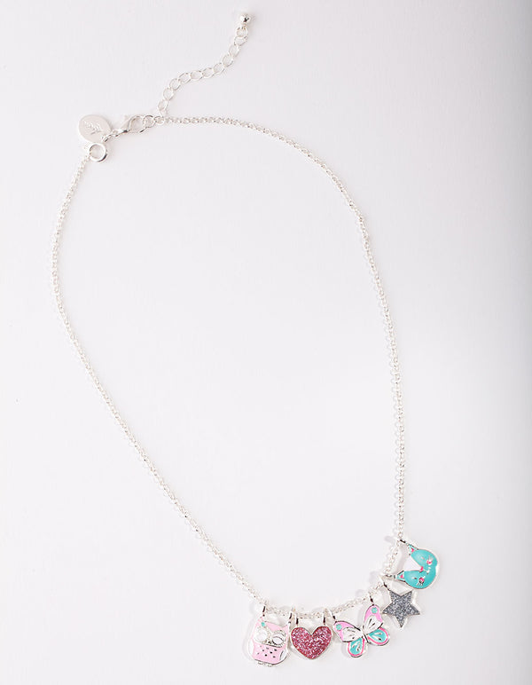 Kids Silver Multi Charm Necklace