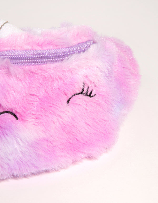 Kids Mixed Material Faux Fur Unicorn Bum Bag