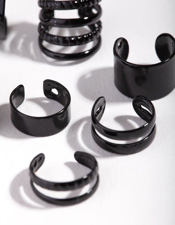 Black Textured Ear Cuff Earring Pack