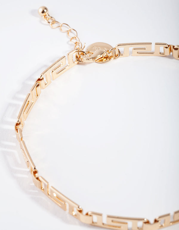 Gold Greek Key Anklet