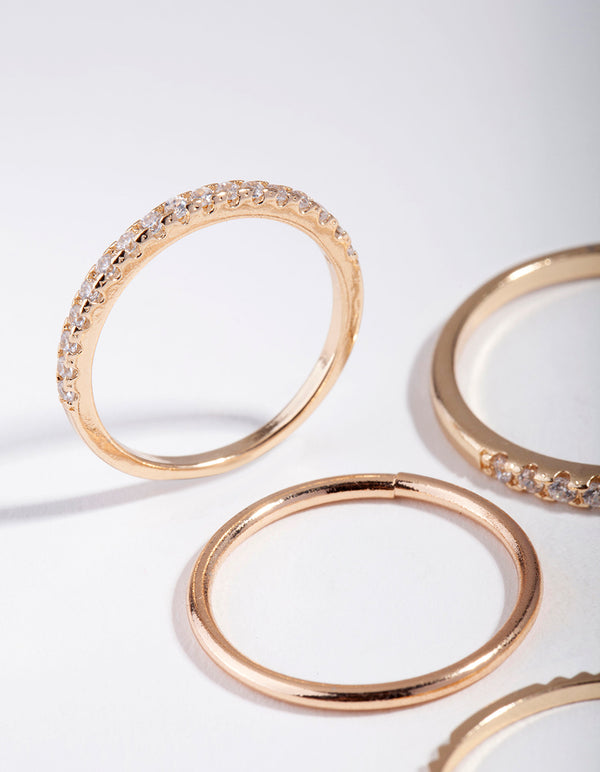 Gold Cubic Zirconia Eternity Rings 5-Pack