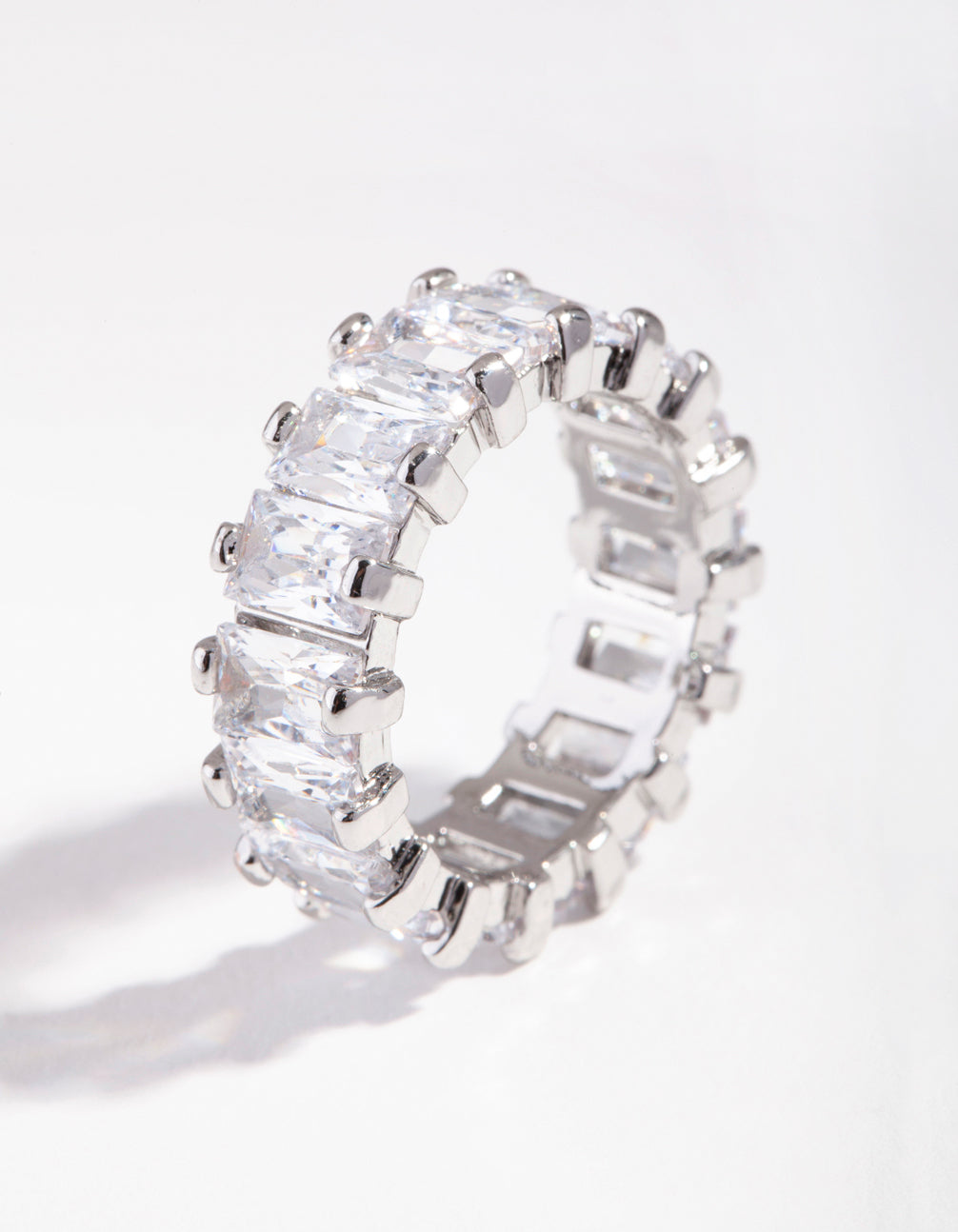 Silver Cubic Zirconia Rectangular Band Ring