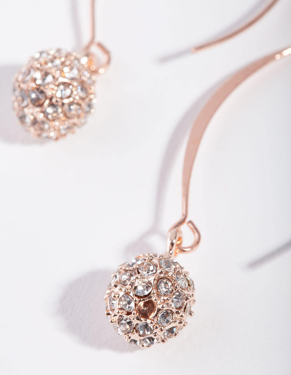 Rose Gold Diamante Ball Thread Through Earrings