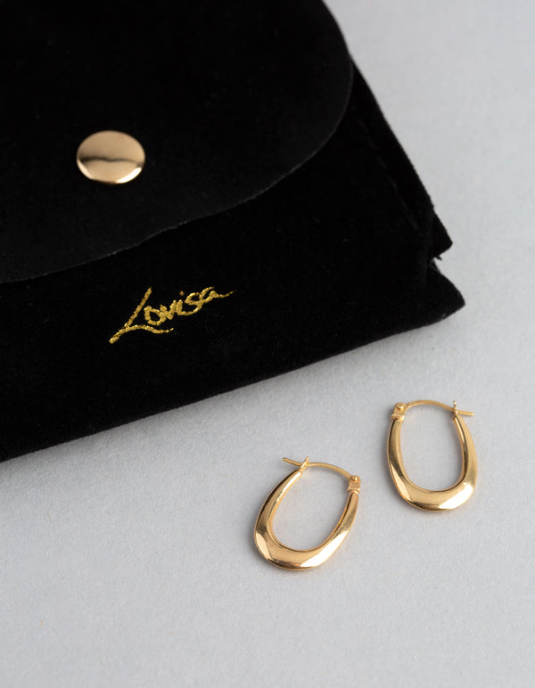 9ct Gold Polished Oval Creole Hoop Earrings