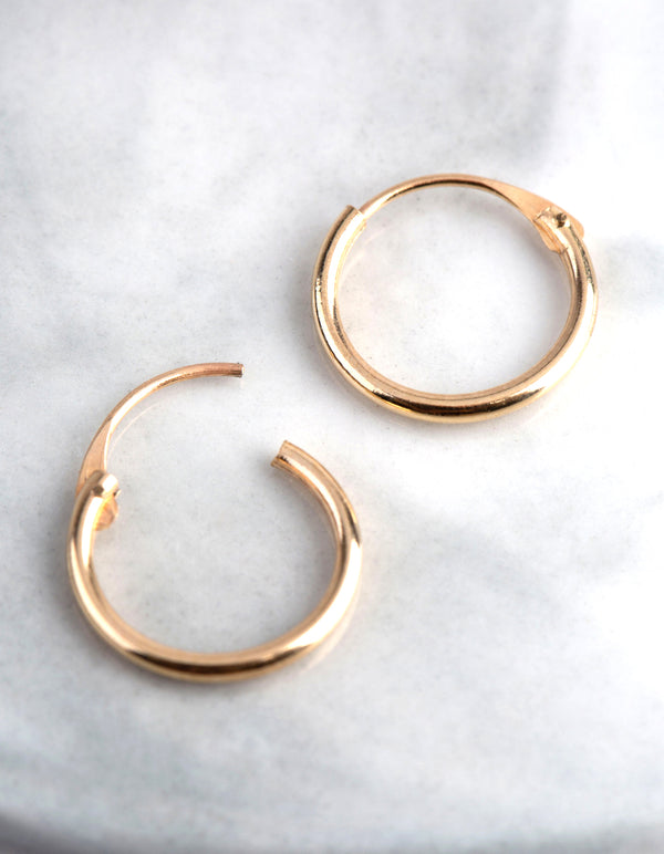 9ct Gold 11mm Fine Hoop Earrings