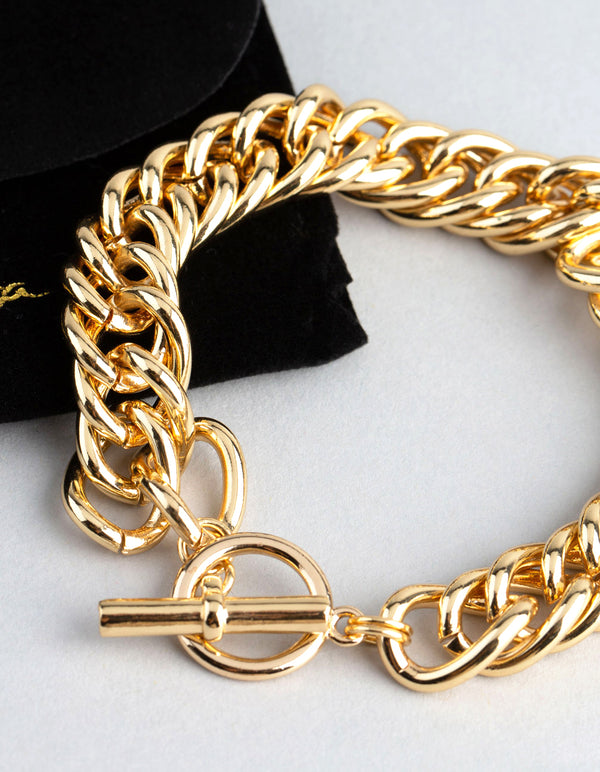 18ct Gold Plated Brass Statement Chain Link T&O Bracelet
