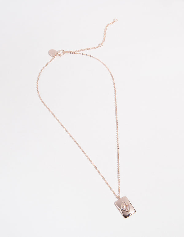 Rose Gold Plated Diamond Cutout Necklace