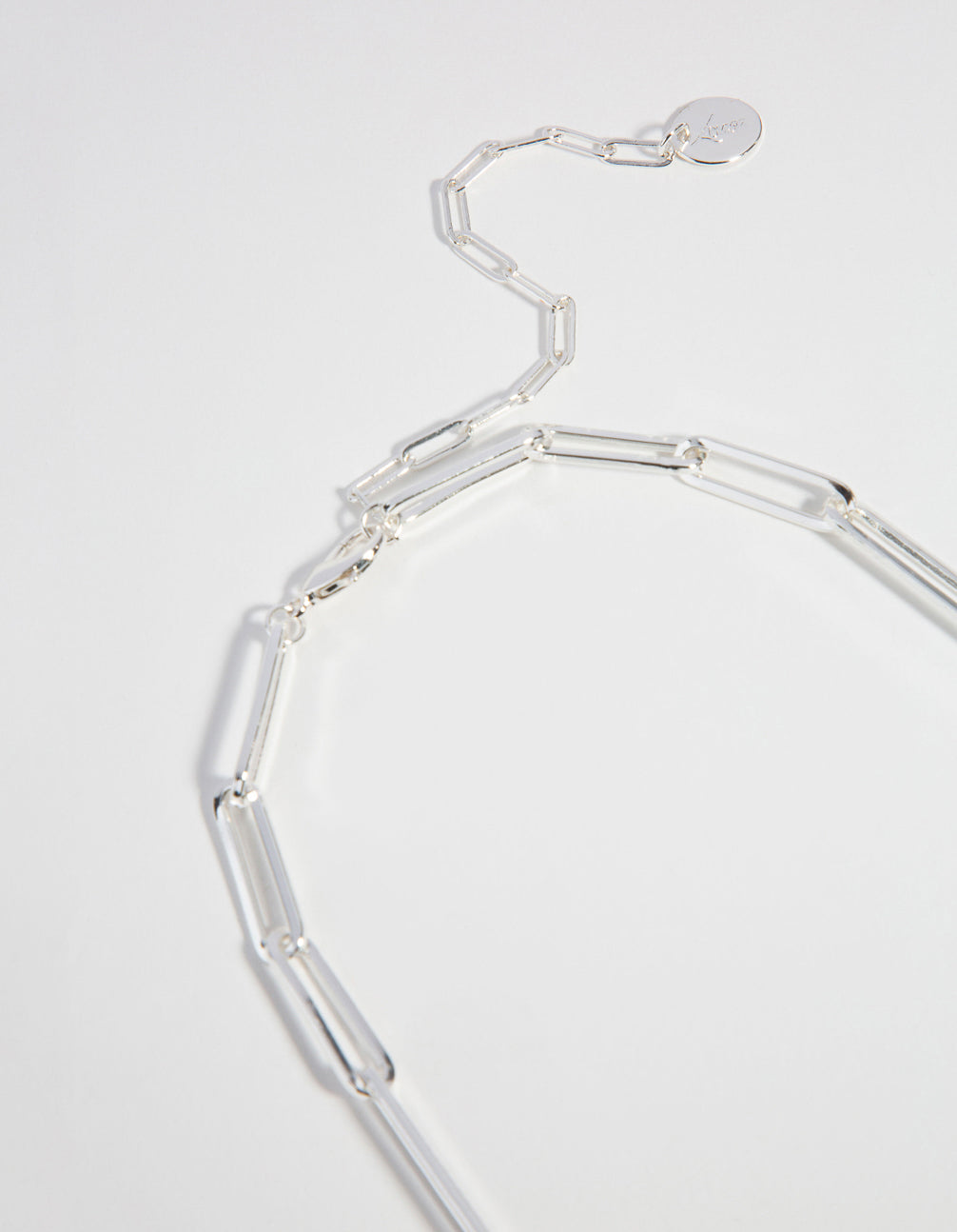 Silver Plated Fine Rectangle Link Necklace