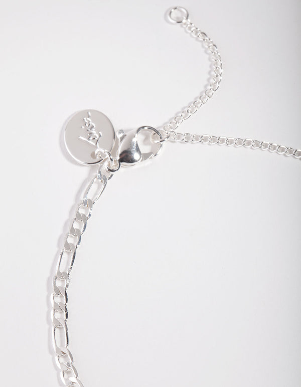 Silver Plated Thin Figaro Chain Bracelet