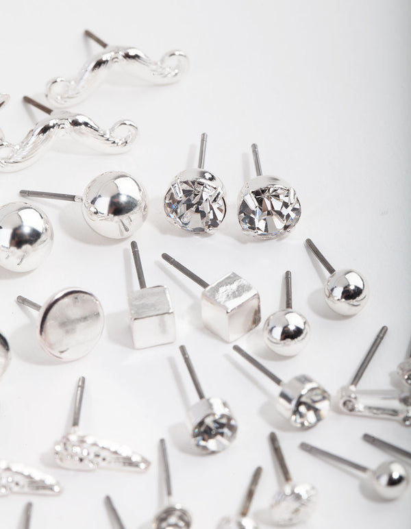 Silver Mismatch Bowtie 20-Pack Earring