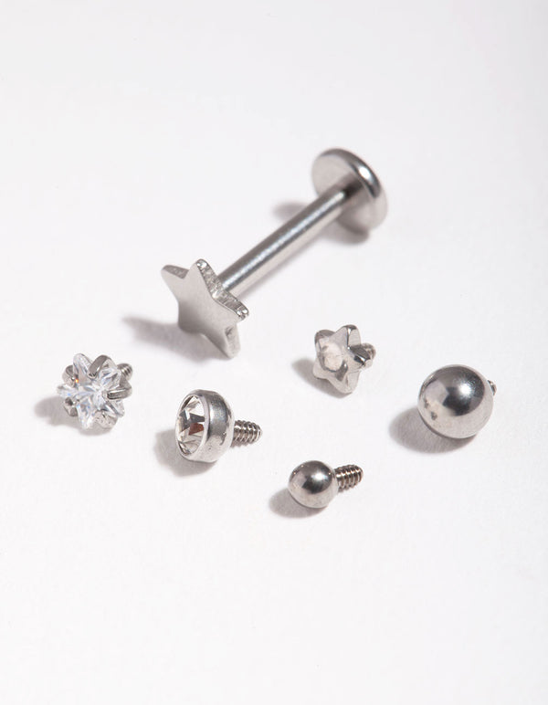 Surgical Steel Diamante Star Flat Back 6-Pack