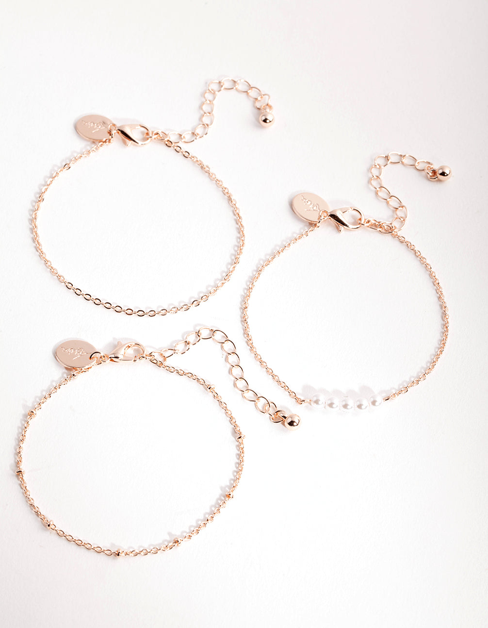 Rose Gold Dainty Pearl Bracelet Pack
