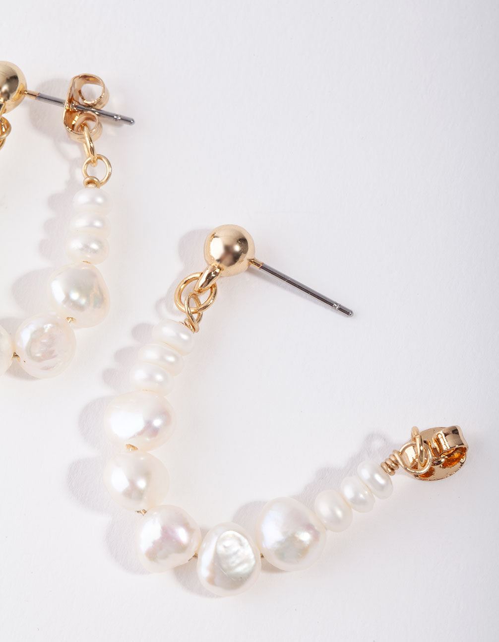 Gold Plated Pearl Hoop Earrings