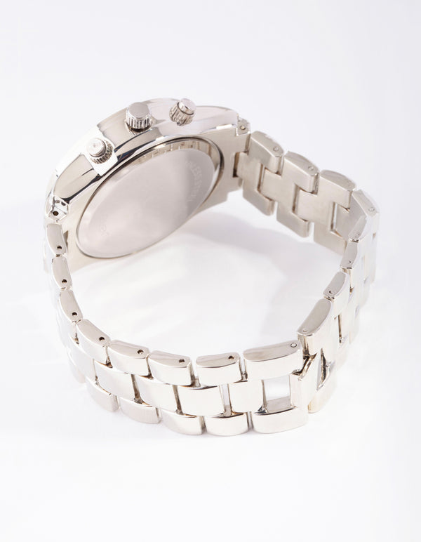 Silver Pink Sunray Link Watch