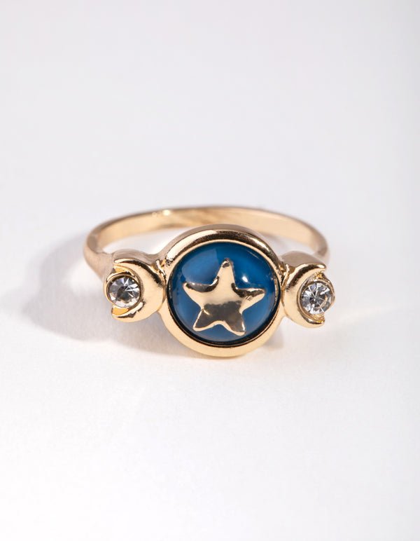 Gold Mood Star 3-Stone Ring