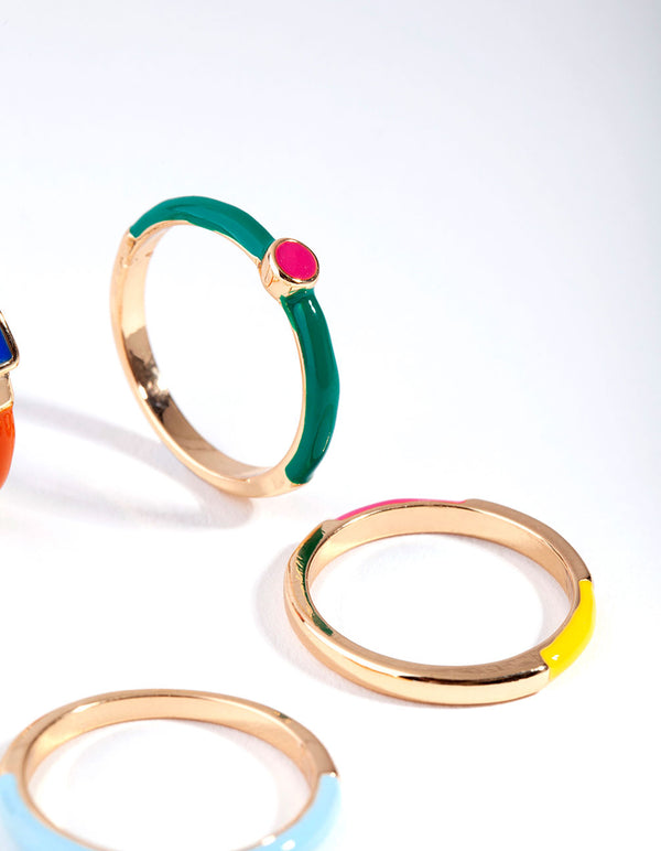 Gold Matte Bright Rings 5-Pack