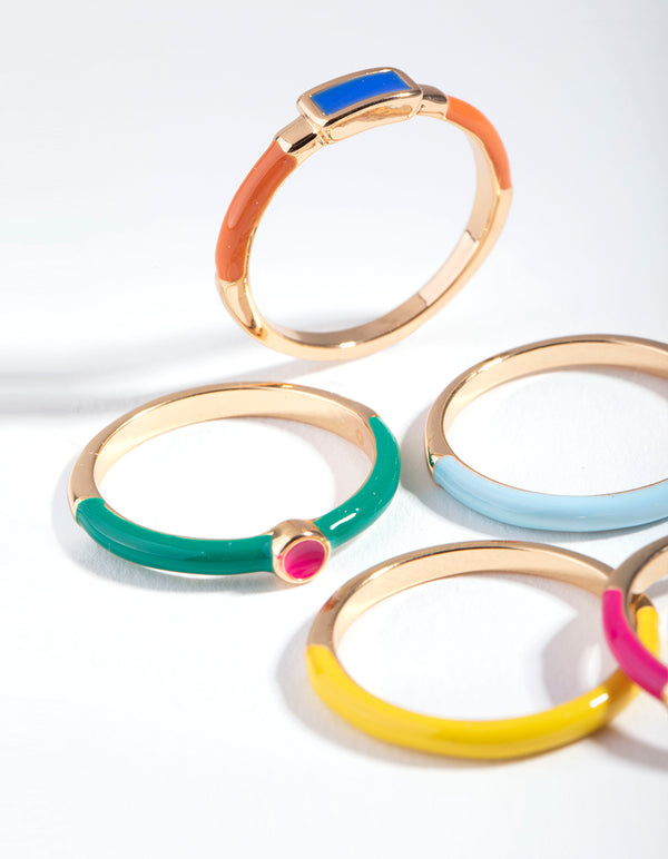 Gold Matte Bright Rings 5-Pack