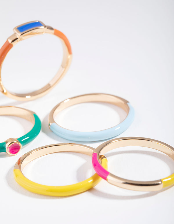 Gold Matte Bright Rings 5-Pack