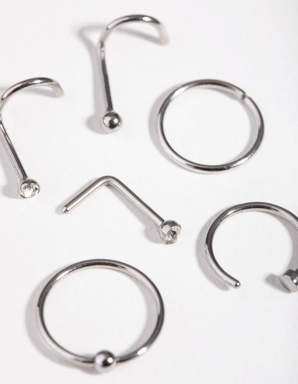 Surgical Steel Classic Mixed Nose Piercing 6-Pack